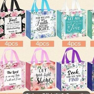 16 pc Christian Faith-Inspired Non-Woven Gift Bags with Bible verses NWOT